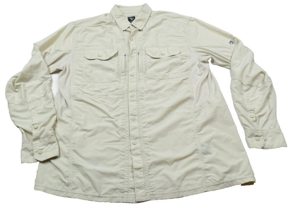 Kuhl Stealth Shirt Mens Large Beige Long Sleeve Button-Up Stretch Hiking